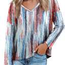 Women's Long Sleeve T-Shirts Solid Color Loose Fit Cute Basic Flowy Tops Spring Fall Casual Blouse (Blue, XL)