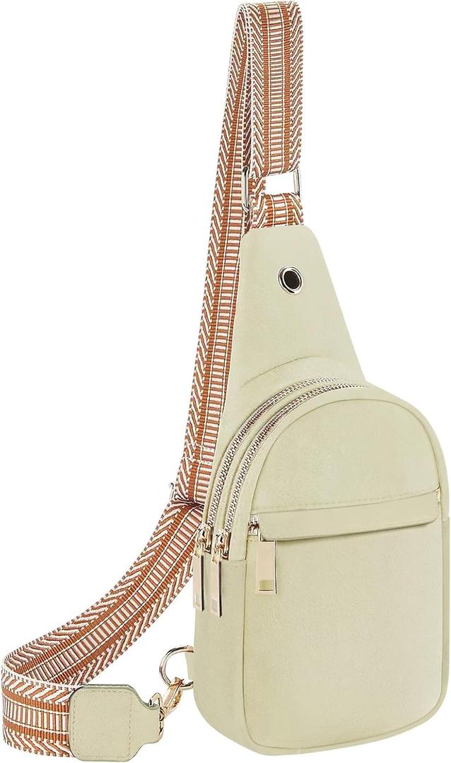 Sling Bags Small Leather Crossbody Bags for Women Travel Fashion Crossbody Sling Handbags Shoulder Purse (Mik White)