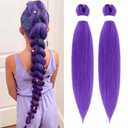 Purple Pre-stretched Braiding Hair Extension for Braids Yaki Synthetic Crochet Braiding Twist Hair Halloween Costume Cosplay (Purple, 24 Inch)