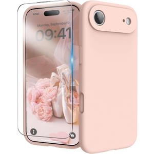 for iPhone Air Case, Liquid Silicone Cover with Camera Protection Anti-Scratch Soft Microfiber Lining Shockproof Protective Phone Case for iPhone Air 6.5", Pink Sand