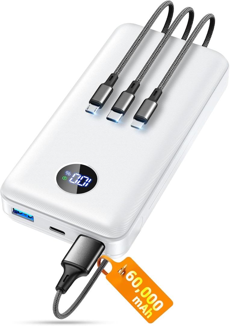 ZZI IAPOS 60000mAh Portable Charger Battery Pack with 22.5W Fast Charging 3 USB-A & USB-C Output Ports, Concrete