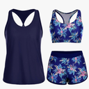 Yonique 3 Piece Athletic Tankini Swimsuits for Women with Shorts Swim Tank Tops with Sports Bra and Boyshorts Bathing Suits XS