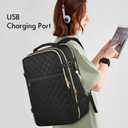 MOMUVO Large Travel Backpack Women, Flight Approved Carry On Backpack, Water Resistant Anti-Theft Casual Daypack School Bag Fit 17 Inch Laptop with USB Charging Port, Black