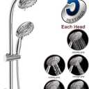 Handheld Showerhead & Rain Shower Combo for Easy Reach, 27.5" Drill-free Stainless Steel Slide Bar, 5of 5-setting Handheld Shower and Showerhead, with 5ft Hose - Polished Chrome