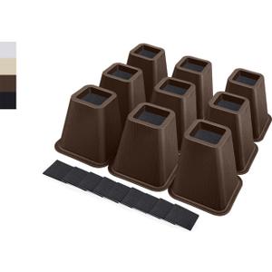 6 Inch Heavy Duty Bed Risers, Furniture Risers for Desk, Chair, Table or Sofa, Couch Lift Risers, Supports up to 2200 lbs per Leg (9 Pack Brown)