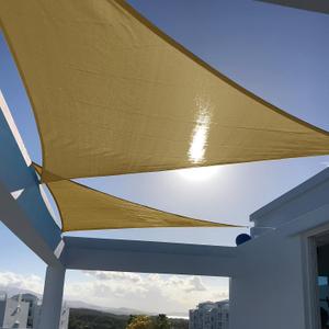 SUNNY GUARD Sun Shade Sail 10'x10'x14' Right Triangle Sand UV Block Sunshade for Backyard Yard Deck Patio Garden Outdoor Activities and Facility(We Make Custom Size)