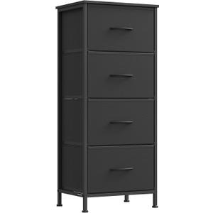 SONGMICS BELLAH Collection - Dresser for Bedroom, Chest of Drawers, Storage Organizer Unit, Closet, Entryway, Steel, 4 Drawers, Modern, Ink Black and Ebony Black ULGS314B01S