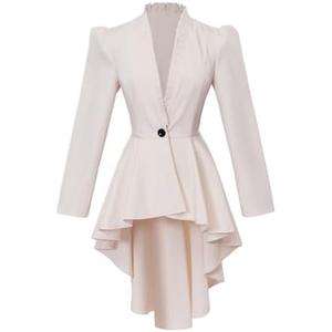 Saniplaycos Women's Steampunk Victorian Jacket Coat Medieval Vintage Gothic Tailcoat Long Sleeve Tuxedo Shirt M