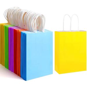 XPCARE 32Pcs Paper Gift Bags, 5.25x3.25x8.25'' Kraft Paper Party Favor Bags Bulk Rainbow Goodie Bags Small Gift Bags with Handles for Kids Birthday Baby Shower Crafts Wedding Party Supplies (6 Colors)