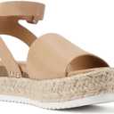 Soda Topic Open Toe Buckle Ankle Strap Espadrilles Flatform Wedge Casual Sandal, Size 8.5