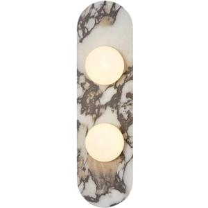 Natural Marble Wall Sconces, 2-Light Alabaster Wall Light, Hardwired Wall Light Fixtures, Modern Wall Mount Wall Lights for Dining Room Stairs Bedroom (Medium)