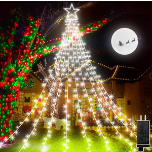 Outdoor Christmas Decorations 317 LED Star Lights Easy Installation & Waterproof Christmas Lights 8 Modes Christmas Tree Lights for Xmas Tree Home Wedding Thanksgiving Party Holiday Wall Garden