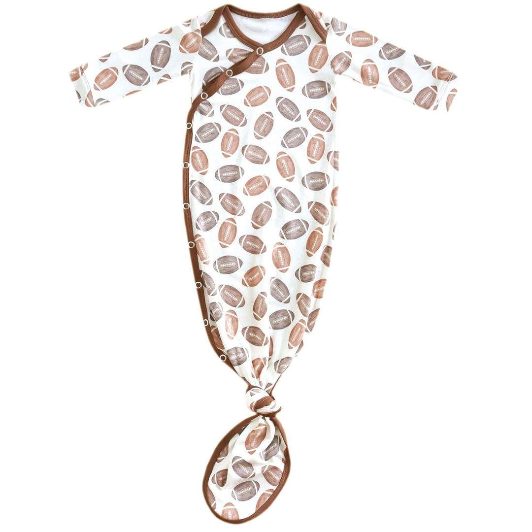 Copper Pearl Baby Gown - Knotted Newborn Sleepers for Baby Boy and Girl, Soft Stretchy Long Sleeve Infant Gowns with Bottom Tie and Hand Mittens, Perfect Hospital Coming Home Outfit (Blitz)