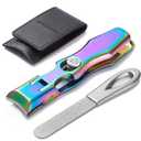 Nail Clippers for Thick Toenails, Safety Lock Extra Large Wide Jaw Opening Finger Nail Clipper with Catcher Heavy Duty for Men Women Adult Seniors (Rainbow with File)
