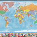 36x48 World Classic Elite Wall Map Laminated Flags of the World