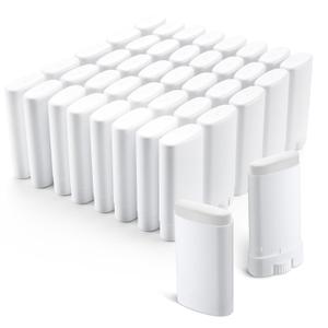 Wesiti 100 Pcs Plastic Empty Deodorant Containers 1/2 oz Travel Deodorant 15ml Refillable Containers Tubes Oval Lip Balm Tubes for Lip Balm DIY, White