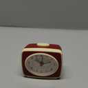 Kikkerland Small Retro Classic Vintage Style Ticking Quartz Movement Analog Alarm Clock, Glow in The Dark Hands, for Bedroom, Office, Home Decor, Battery Operated, in Red