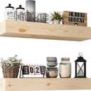 Wall Floating Shelves, Rustic Wood Shelf for Wall Mounted - Wooden Handmade Shelves for Bathroom Kitchen Livingroom - No Stain - DIY(Unfinished, 24 Inch - 2 Pack)