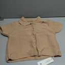 Saodimallsu Womens Short Sleeve Cropped Cardigans Casual Summer Button Down Collared Lightweight Loose Knit Sweater Top
 Size L