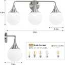 Bathroom Vanity Light Fixtures: Brushed Nickel 3-Light Mid Century Modern Bathroom Lighting Fixtures Over Mirror - Wall Sconce with Milky White Globe Glass for Bath Living Room