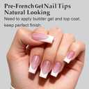 Dsixnails Pink Glitter Base Long Square French Tip Press on Nails | 150Pcs French Tip Nails, No Need to File, Soak Off Acrylic Nials, Full Cover Fake Nails Extensions for Women, 15Sizes