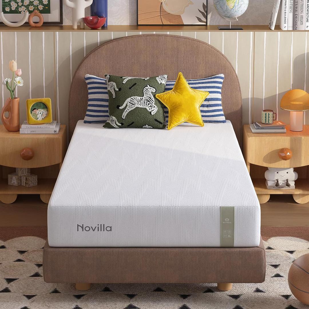 Novilla 8 Inch Twin Mattress, Gel Memory Foam Twin Bed, Upgraded Support | Enhanced Stability, Gel Memory Foam for Cooling Night, Pressure Relief, CertiPUR-US Certified