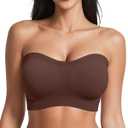 OEAK Supportive Strapless Bras for Women Push Up Wireless Bandeau Bra Non Slip Seamless Bras Comfortable Padded Bralette L