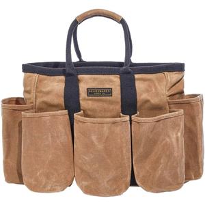 Readywares 14" Waxed Canvas Supply Bag/Garden Tool Tote/Cleaning Organizer/Mobile Bar/Versatile Storage Tote With Pockets/Utility Bag with Heavy Duty Handles