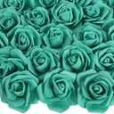 100PCS Artificial Flowers Foam Roses Fake Flowers Foam Flowers Artificial Flowers for DIY Wedding Bouquets Centerpieces Arrangements Party Baby Shower Home Decor(Teal Green)