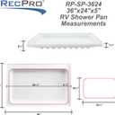 RecPro RV Shower Pan | 36" x 24" x 5" Right Drain in White | RV Shower Base | Camper Shower Pan