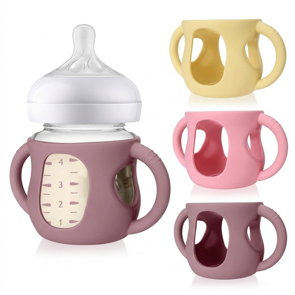 Silicone Sleeve For Baby Bottles 3 pack with handle