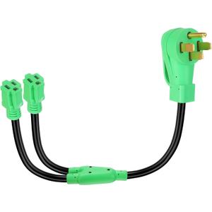 Kanayu 3FT 50 Amp to (2) x 110V 15 Amp Household Outlet RV Y Adapter Power Cord Compatible with NEMA 14-50P Male Plug to Two 5-15R Female Electrical Receptacles, 10/4 STW 50 to 15 RV Power Cord