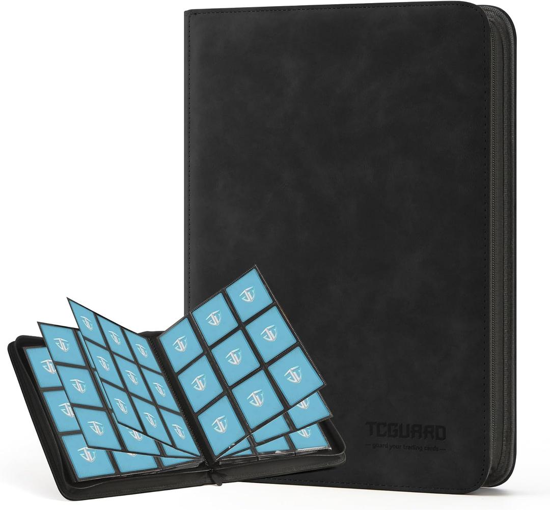 Trading Card Binder, 9 Side Loading Pocket Card Album Hold Up to 540 Cards, Zipper Binder for Cards Collection, TCG Card Holder for Game Card, Sports Card, Yugioh, MTG etc. (Black)