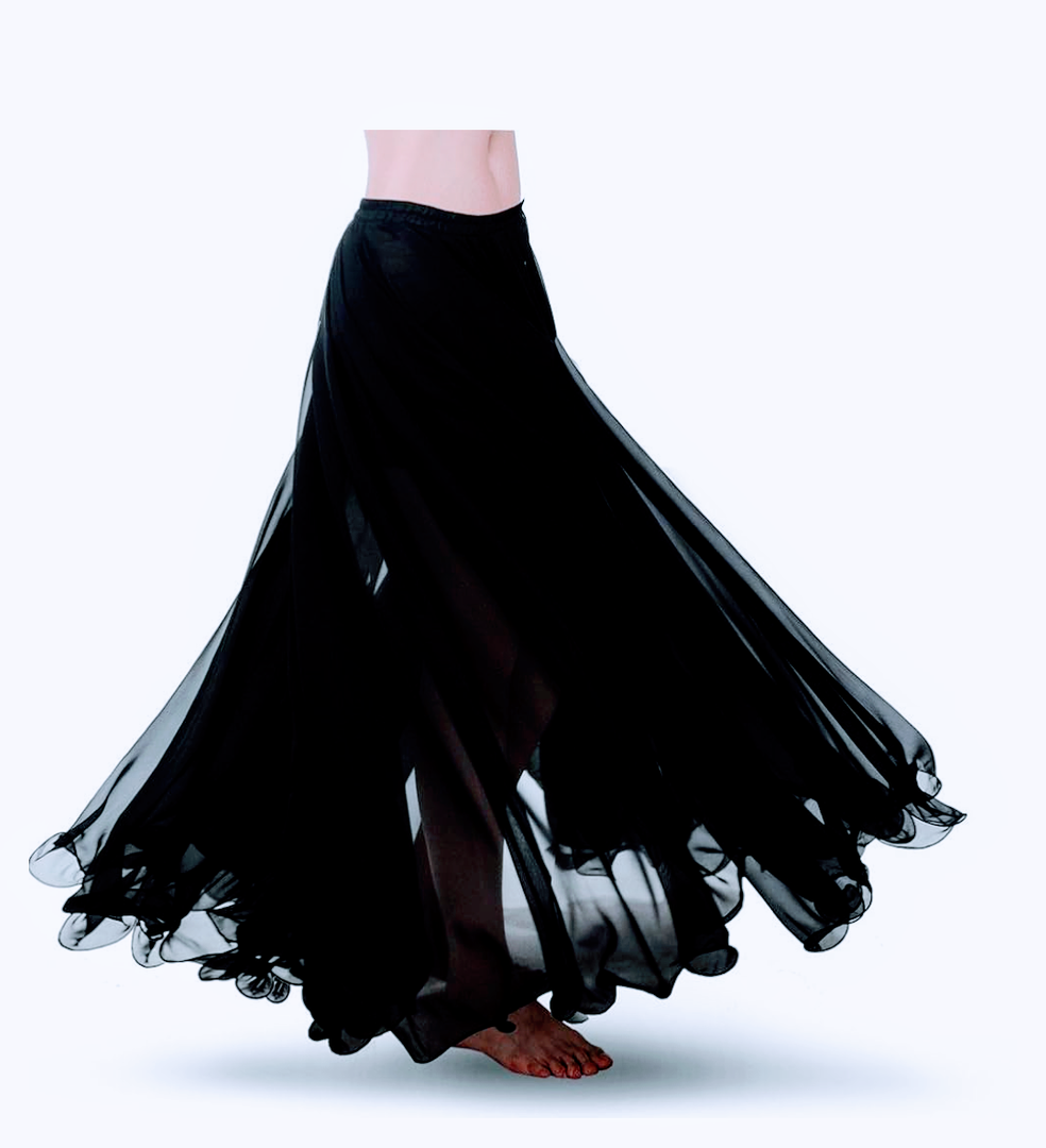 ROYAL SMEELA Chiffon Belly Dance Skirt for Women Belly Dancing Costume Outfit Tribal Maxi Full Skirts Solid Color Skirt Voile,  Size M