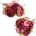 NUPTIO Flower Balls Flowers for Centerpieces: 2 Pcs 9.4 inch Diam Pink & Red Artificial Peony Fake Flower Ball Arrangement Bouquet Center Pieces for Tables Wedding Centerpiece Decorations