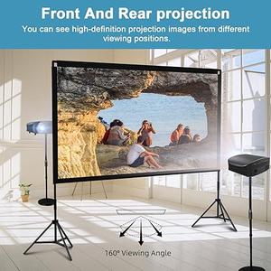 Projector Screen with Stand, Towond 120 inch Portable Movie Screen Indoor Outdoor 16:9 HD Front Rear Projection Screen with Carry Bag Wrinkle-Free and Foldable Polyester Fabric Design for Home Theater