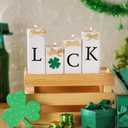 4 Pcs St. Patrick's Day Votive Candle Holders Shamrock Table Decoration St. Patrick's Day Wooden Shamrock Candle Centerpieces Luck Tea Light Holders for Irish Home Office Party
