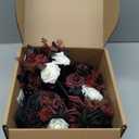 Ling's moment Artificial Flowers Gothic Bridesmaid Bouquet Set of 4, Burgundy and Black Wedding Flowers Bouquets for Bridesmaids 7 Inch Bridal Bouquets for Bridesmaids, Wedding, Ceremony, Anniversary