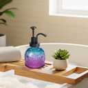 SheeChung 8Oz Vintage Glass Soap Dispenser Bathroom, Kitchen Dish Soap Dispenser with Pump, Refillable Hand Soap Dispenser, Antique Liquid Lotion Bottle, Farmhouse Decor (Purple Blue-Black Pump, 1 Pc)