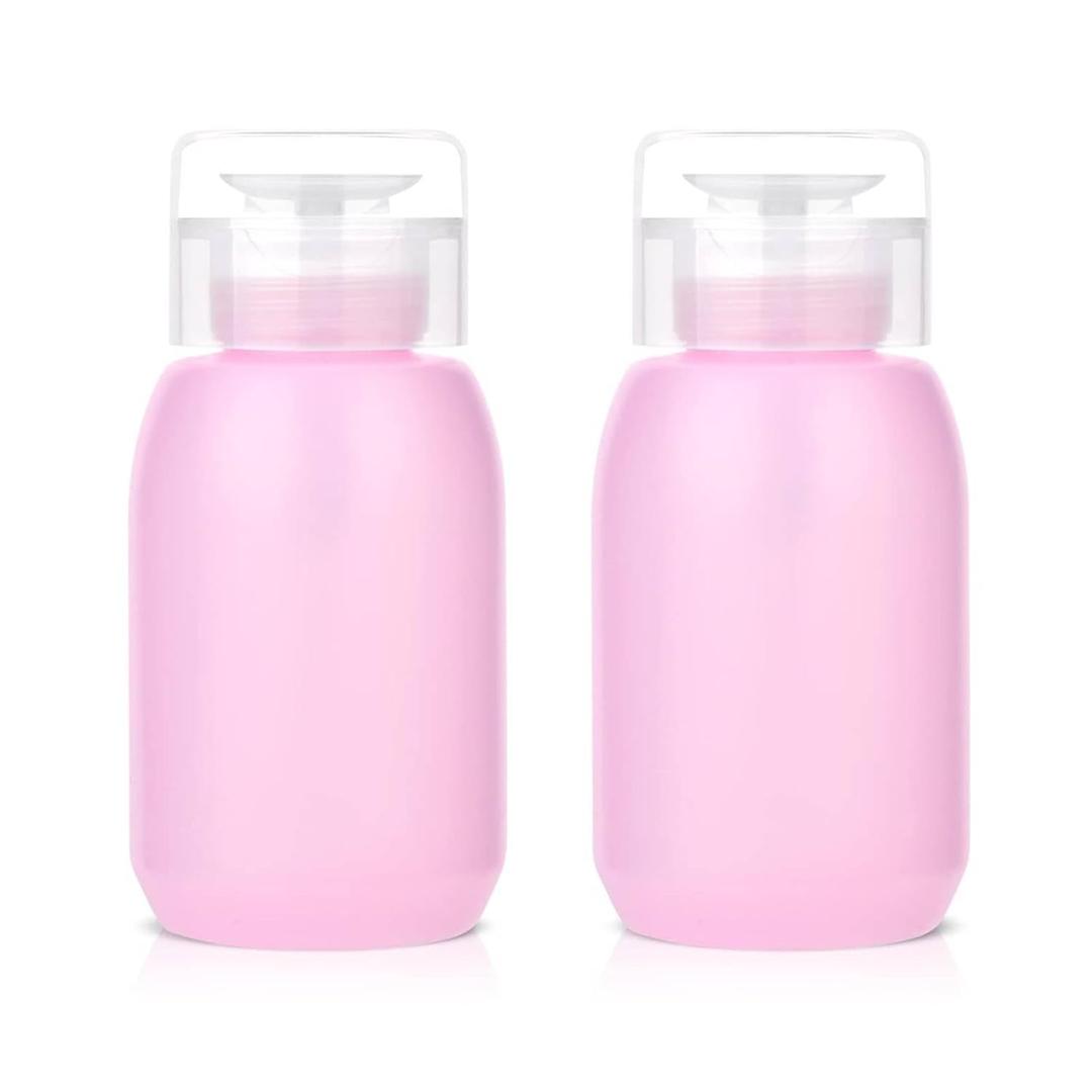 MEKK Acetone Push Down Pump Dispenser, 200ml 2-Pack Nail Polish Remover | Acetone Safe, Lockable Pump, Leak Proof, One-Touch Pump, BPA-Free, for Alcohol, Toner, Makeup Remover，Anti-Deformation