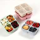 4 Pack Meal Prep Containers, 4 Compartment Bento Snack Boxes, Reusable Divided Lunch Box Containers for Adults, Kids, Toddlers, Travel, Work, School