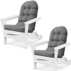 Adirondack Chair Cushion Set of 2 Thick Indoor/Outdoor Rocking Chair Cushion with Elastic PP Cotton Water-Resistant Patio Furniture Cushions High Back Seat Pads for Porch Yard Lawn Chairs 44x19x4 (Dark Grey)