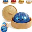 Glitter Dumpling,Glitter Dumpling Squishy Box,Colorful Dumplings Stress Balls Fidget Sensory,Squeeze Toy for Stress Relief Stretchy Desk Toys,Soft Squeeze Decompression Dough (Glitter Blue)