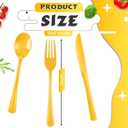 300 Pcs Plastic Silverware Heavy Duty Cutlery Set Plastic Utensils Set Includes 100 Disposable Spoons 100 Forks Knives for Parties Catering Family Gathering (Yellow)