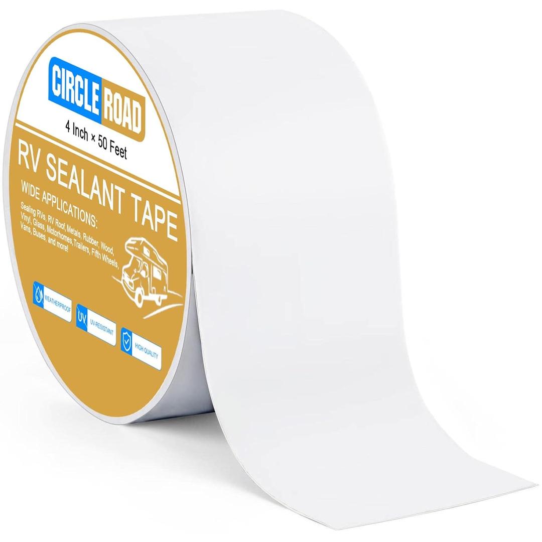 RV Roof Tape White, 4 Inch X 50 Feet RV Repair Sealant Tape, Stop Camper Roof Leaks, UV-Resistant, Weatherproof and Reliable for Camper, Trailer, Boat (4In-50FT)
