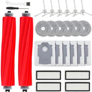 26 PCS Accessories Kit for Roborock Qrevo S/Qrevo Plus/Qrevo Pro/Qrevo MaxV Vacuum Replacement Parts, 2 Main Brushes 6 Dust Bags 6 Mop Cloths 6 Side Brushes 4 Filters 1 Cleaning Brush 1 Screwdriver