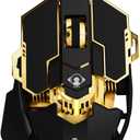 EWEADN G5 Wired Gaming Mouse, Ergonomic RGB Computer Mouse, 12800 Adjustable DPI, 9 Programmable Macro Buttons with Rapid Fire Key Compatible for PC/Laptop/Windows- Black&Gold