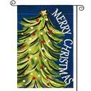 AVOIN colorlife Blue Merry Christmas Garden Flag 12x18 Inch Double Sided, Christmas Tree Xmas Winter Holiday Yard Outdoor Decorative Flag, Pack of 3