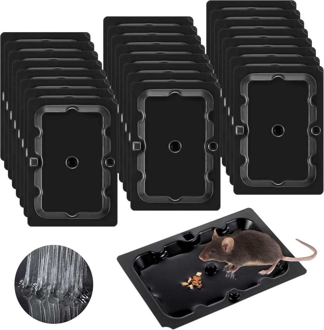 Qualirey 20 Pack Mouse and Insect Glue Traps, Strong Sticky Mice Traps Indoor for Home, Pre Scented Rodent Pads with Non Toxic Glue for House Garage, Ready to Use, Safe to Children and Pets (Black)