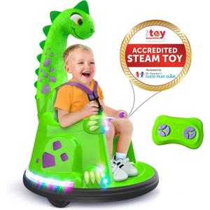 Bumper Car for Kids, 12V Electric Ride on Toy with Remote Control, LED Lights & Music for Toddlers 1-3, Birthday Gift Ages 1 2 3 4 5 Years Old Boys & Girl, Baby & Children 3-6, Dinosaur